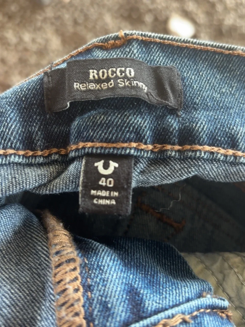 True Religion men’s Dark Blue Pocket-Accent Jeans